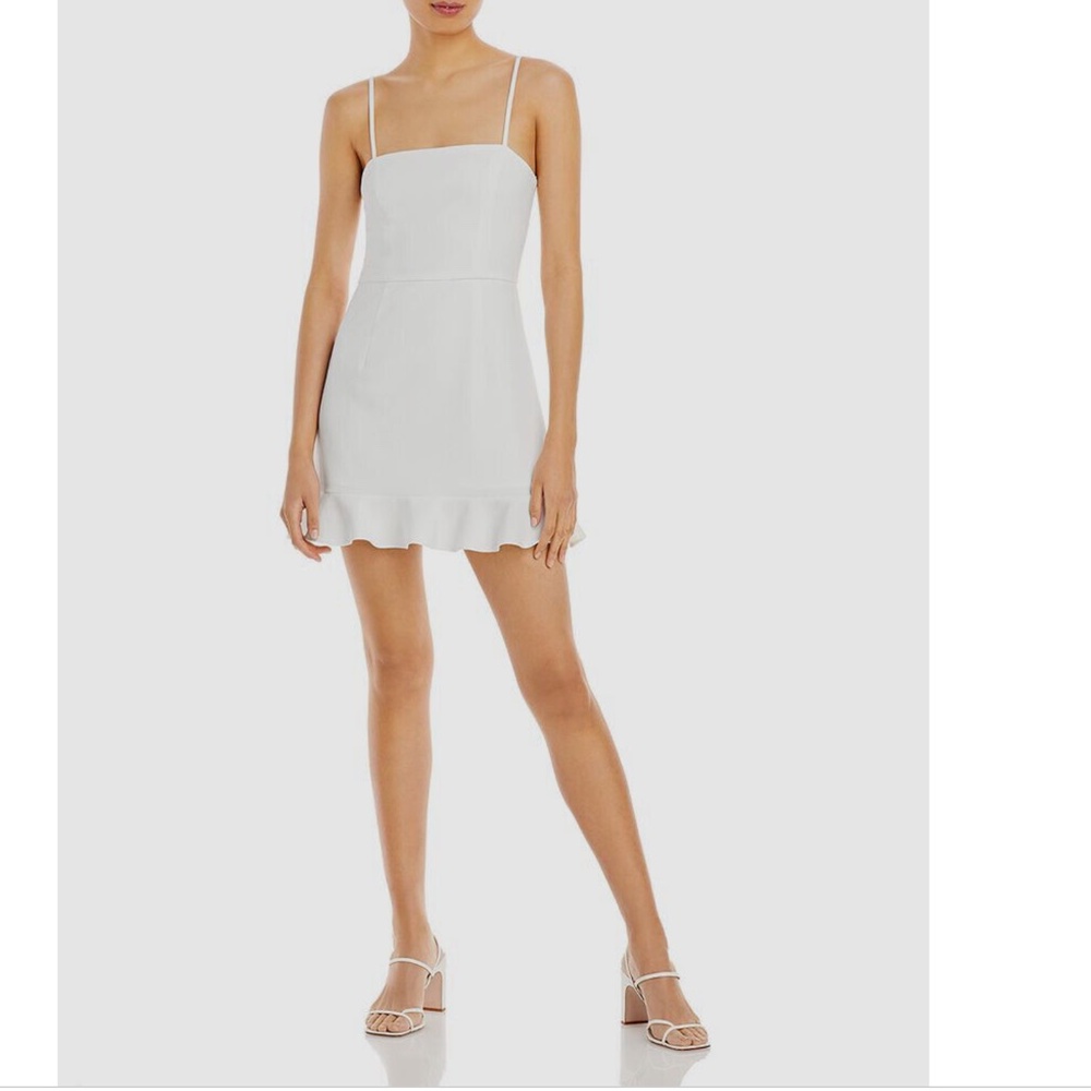 NEW FRENCH CONNECTION Whisper SUMMER WHITE Frill RUFFLE Hem Summer MINI DRESS 8 - Picture 10 of 15